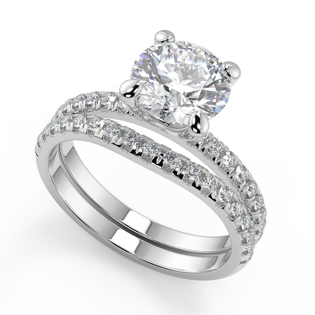 Averi French Pave Flush Fit 4 Prong Round Cut Diamond Engagement Ring - Nivetta