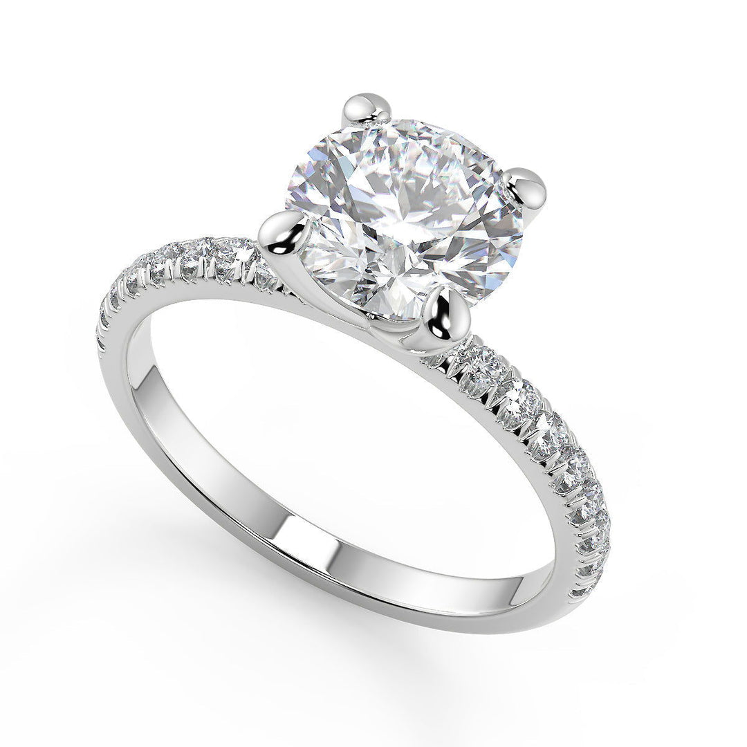 Averi French Pave Flush Fit 4 Prong Round Cut Diamond Engagement Ring - Nivetta