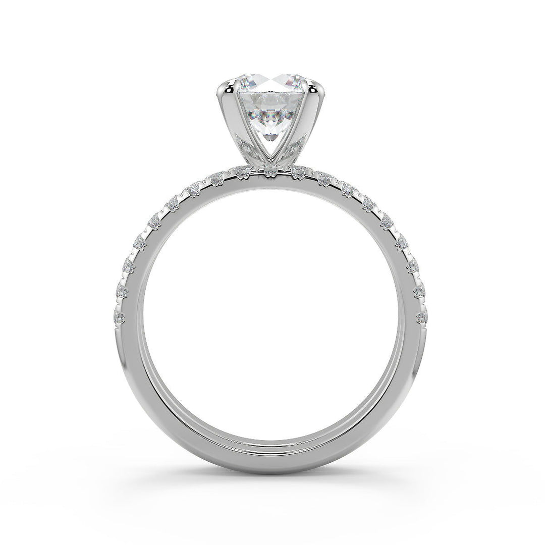 Averi French Pave Flush Fit 4 Prong Round Cut Diamond Engagement Ring - Nivetta