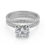 Load image into Gallery viewer, Averi French Pave Flush Fit 4 Prong Round Cut Diamond Engagement Ring - Nivetta
