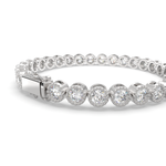 Load image into Gallery viewer, Amalthea Round Cut Diamond Tennis Bracelet Milgrain Bezel (8 ctw)
