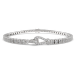 Load image into Gallery viewer, Thisbe Princess Cut Diamond Tennis Bracelet Buckle Clasp (2 ctw)
