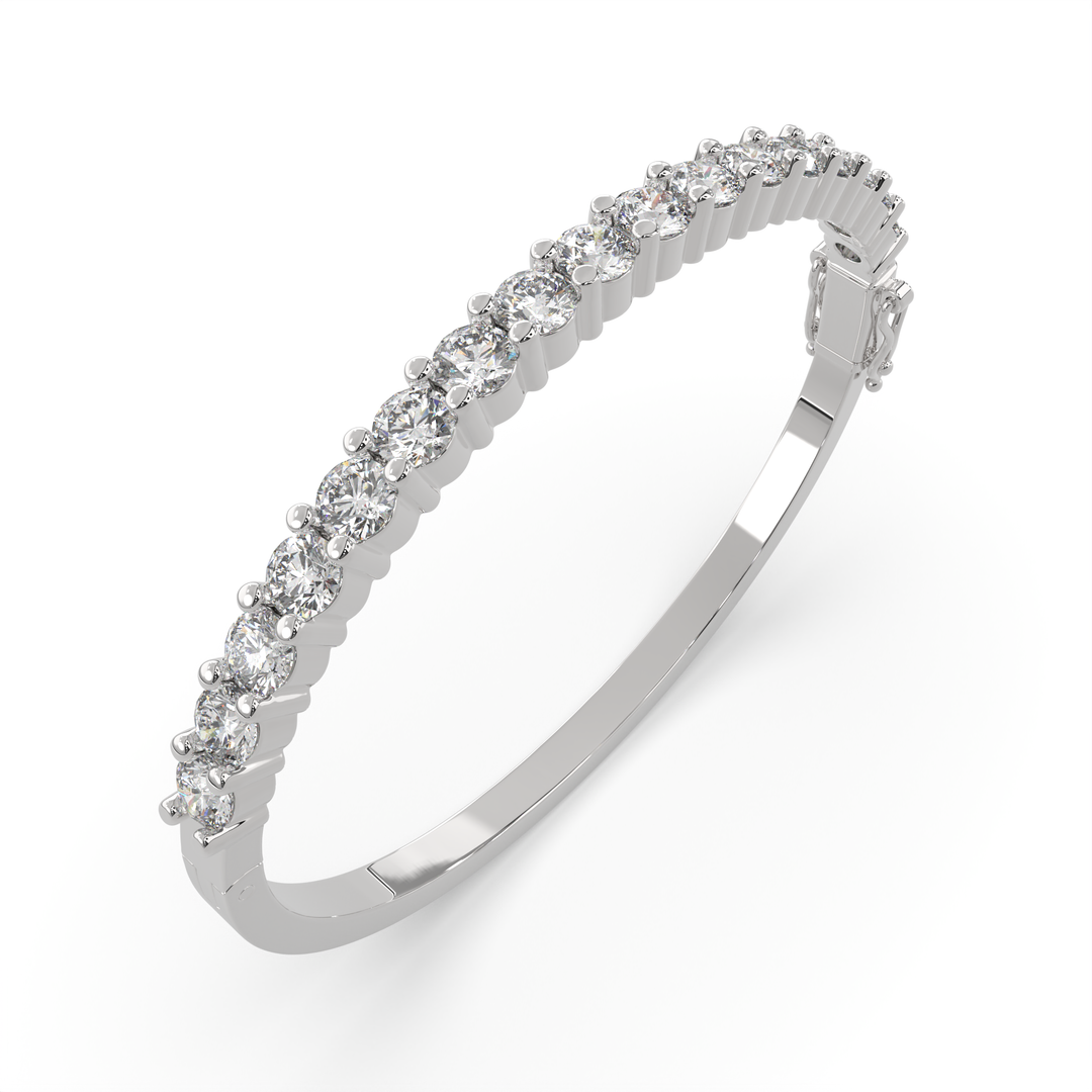 Isotta Round Cut Diamond Bangle Bracelet Shared Prong Hinged (4 ctw)