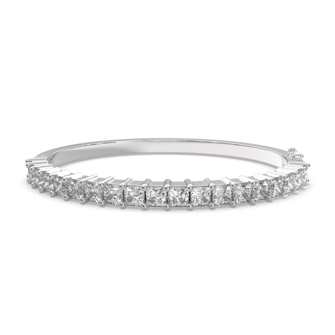 Desdemona Princess Cut Diamond Bangle Bracelet Shared Prong Hinged (6 ctw)