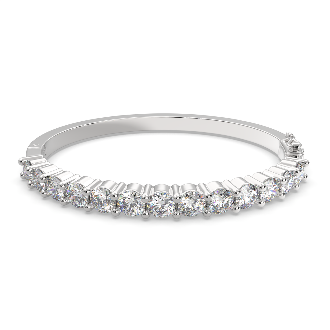 Idalia Round Cut Diamond Bangle Bracelet Shared Prong Hinged (6 ctw)