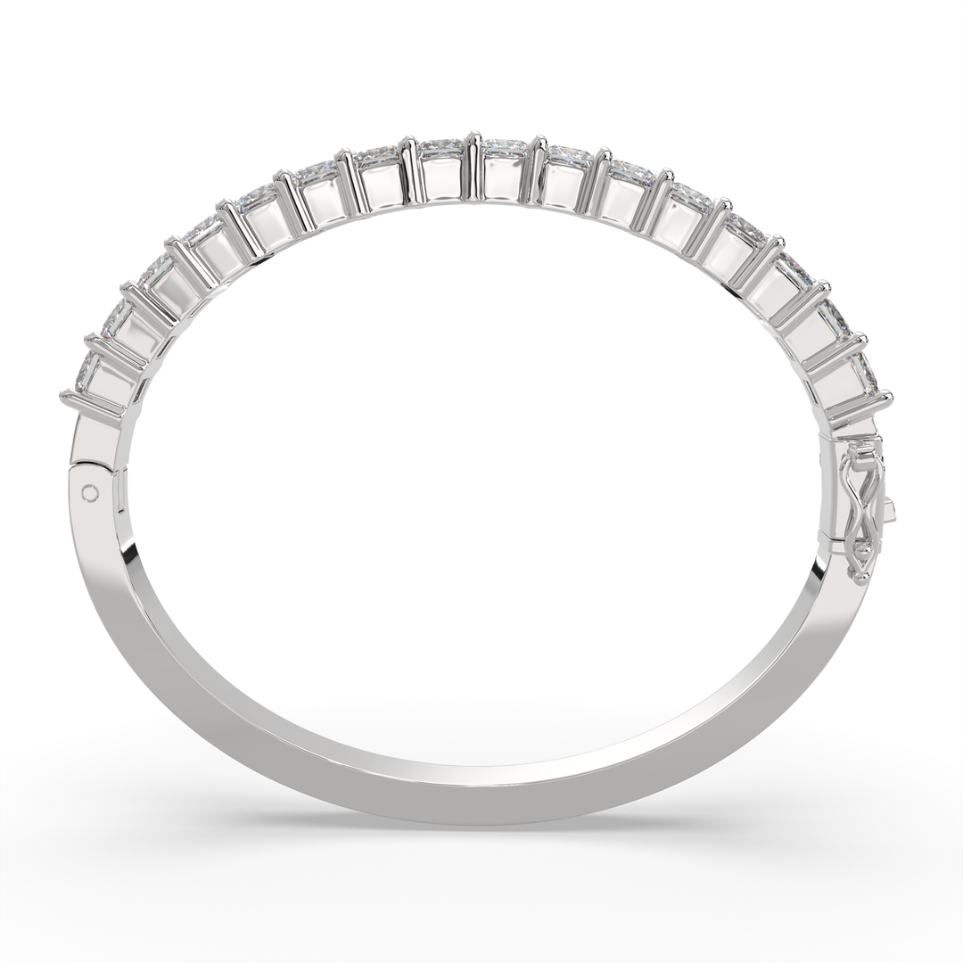Apollonia Princess Cut Diamond Bangle Bracelet Shared Prong Hinged (8 ctw)