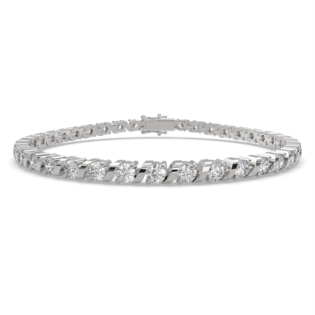 Marcelline Round Cut Diamond Tennis Bracelet S-Link (4 ctw)