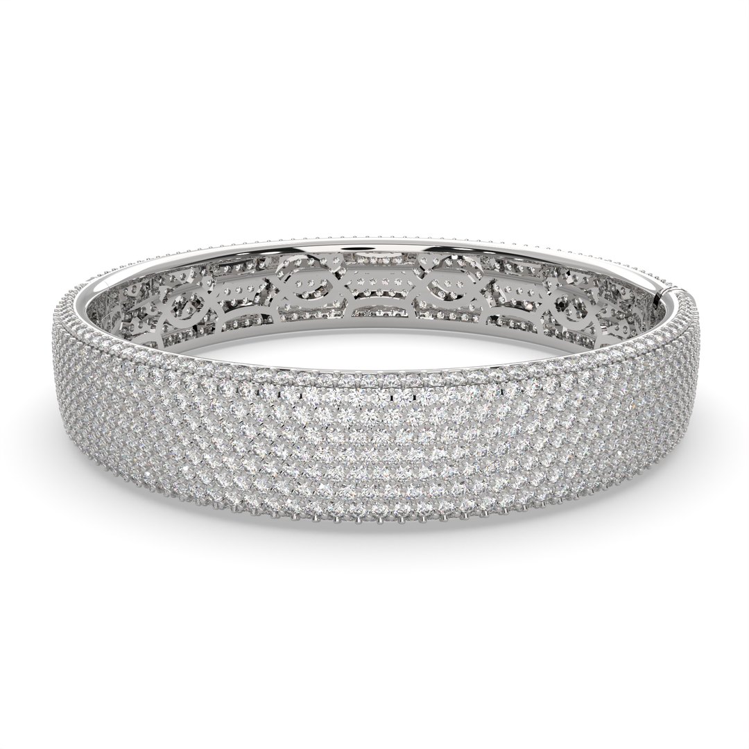 Claretta Round Cut Diamond Bangle Bracelet Pave set (15 ctw)