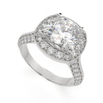 Load image into Gallery viewer, Beatrice Cushion Cut Halo Pave Knife Edge Milgrain Engagement Ring Setting - Nivetta
