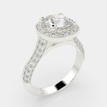 Load image into Gallery viewer, Beatrice Cushion Cut Halo Pave Knife Edge Milgrain Engagement Ring Setting - Nivetta
