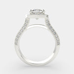 Load image into Gallery viewer, Beatrice Cushion Cut Halo Pave Knife Edge Milgrain Engagement Ring Setting - Nivetta
