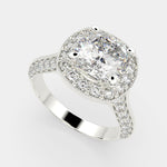 Load image into Gallery viewer, Beatrice Cushion Cut Halo Pave Knife Edge Milgrain Engagement Ring Setting - Nivetta
