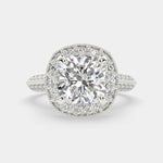 Load image into Gallery viewer, Beatrice Cushion Cut Halo Pave Knife Edge Milgrain Engagement Ring Setting - Nivetta
