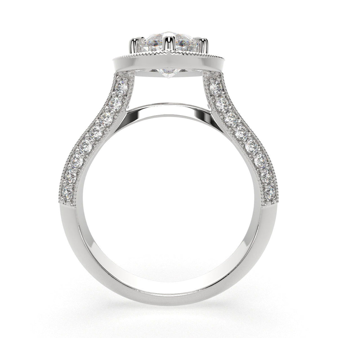 Beatrice Marquise Cut Halo Pave Knife Edge Milgrain  Engagement Ring Setting - Nivetta