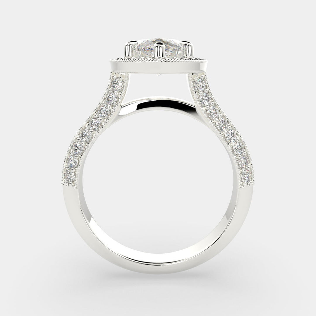 Beatrice Marquise Cut Halo Pave Knife Edge Milgrain  Engagement Ring Setting - Nivetta