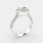 Load image into Gallery viewer, Beatrice Oval Cut Halo Pave Knife Edge Milgrain  Engagement Ring Setting - Nivetta
