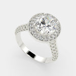 Load image into Gallery viewer, Beatrice Oval Cut Halo Pave Knife Edge Milgrain  Engagement Ring Setting - Nivetta
