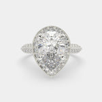 Load image into Gallery viewer, Beatrice Pear Cut Halo Pave Knife Edge Milgrain  Engagement Ring Setting - Nivetta
