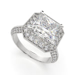 Load image into Gallery viewer, Beatrice Princess Cut Halo Pave Knife Edge Milgrain  Engagement Ring Setting - Nivetta
