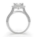 Load image into Gallery viewer, Beatrice Princess Cut Halo Pave Knife Edge Milgrain  Engagement Ring Setting - Nivetta
