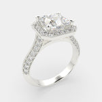 Load image into Gallery viewer, Beatrice Princess Cut Halo Pave Knife Edge Milgrain  Engagement Ring Setting - Nivetta
