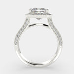 Load image into Gallery viewer, Beatrice Princess Cut Halo Pave Knife Edge Milgrain  Engagement Ring Setting - Nivetta
