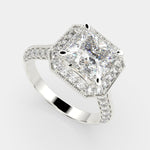 Load image into Gallery viewer, Beatrice Princess Cut Halo Pave Knife Edge Milgrain  Engagement Ring Setting - Nivetta
