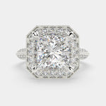 Load image into Gallery viewer, Beatrice Princess Cut Halo Pave Knife Edge Milgrain  Engagement Ring Setting - Nivetta
