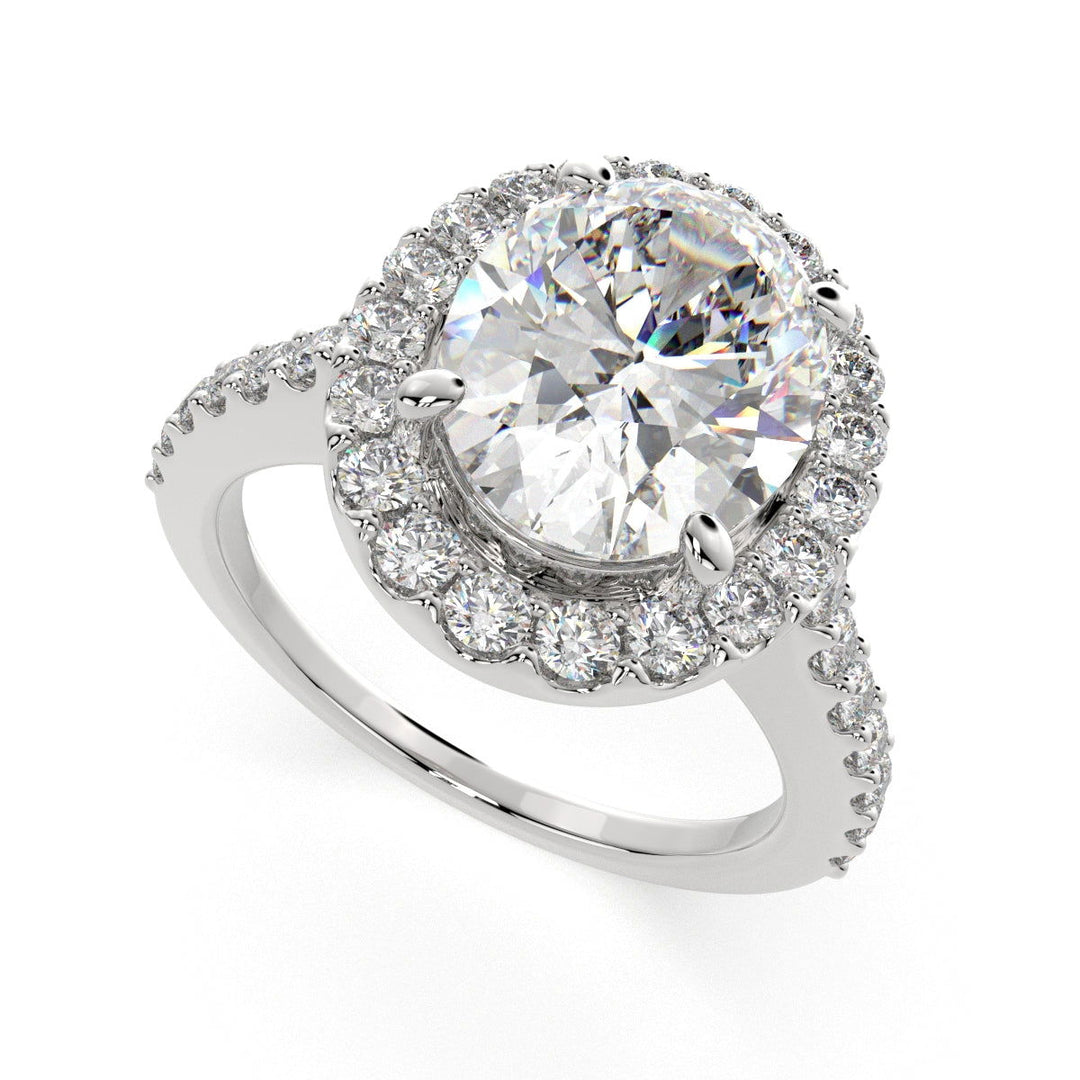 Bianca Oval Cut Halo Pave Engagement Ring Setting - Nivetta