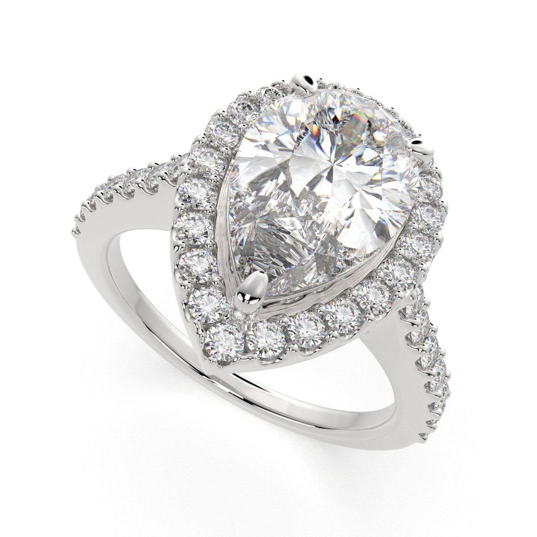 Bianca Pear Cut Halo Pave Engagement Ring Setting - Nivetta