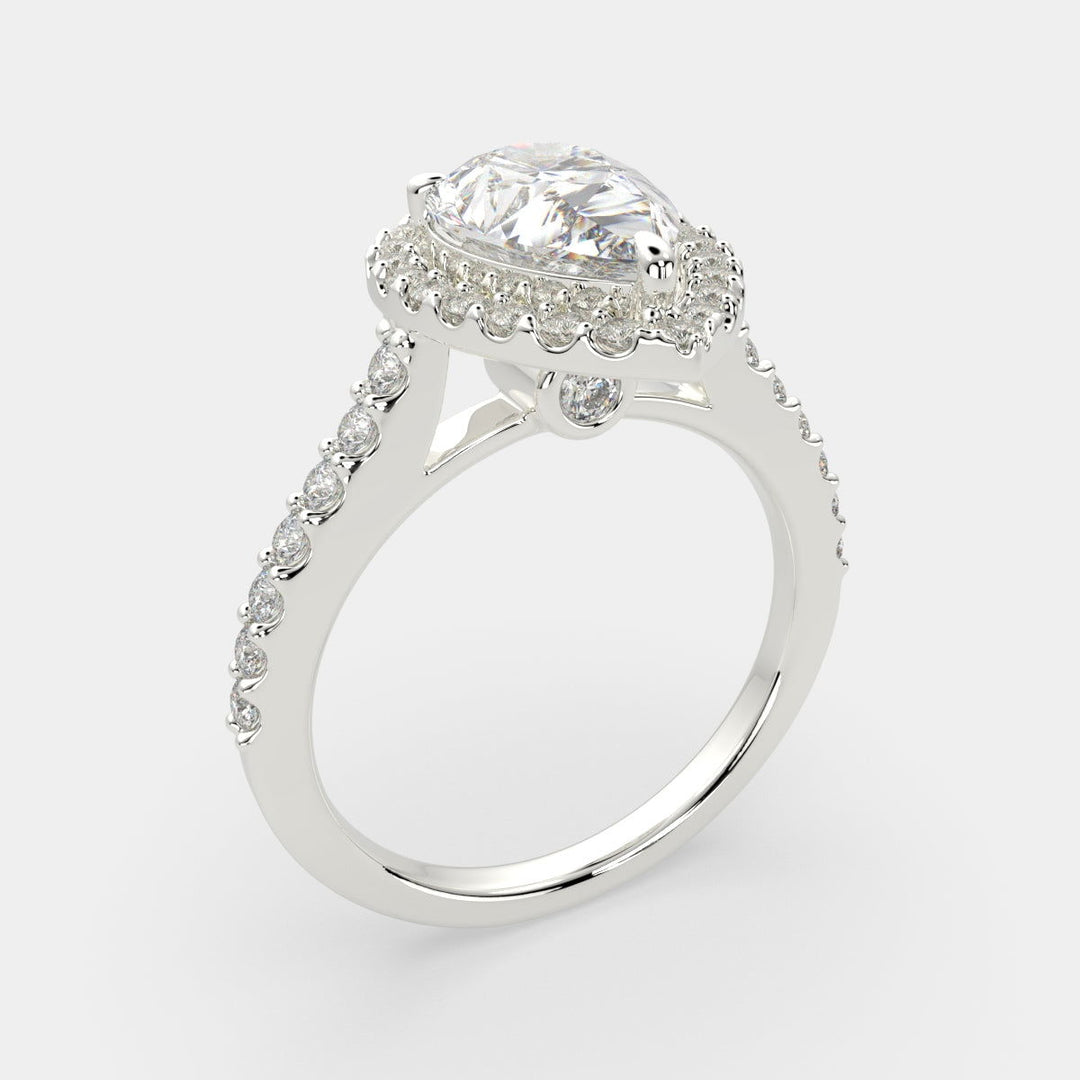 Bianca Pear Cut Halo Pave Engagement Ring Setting - Nivetta