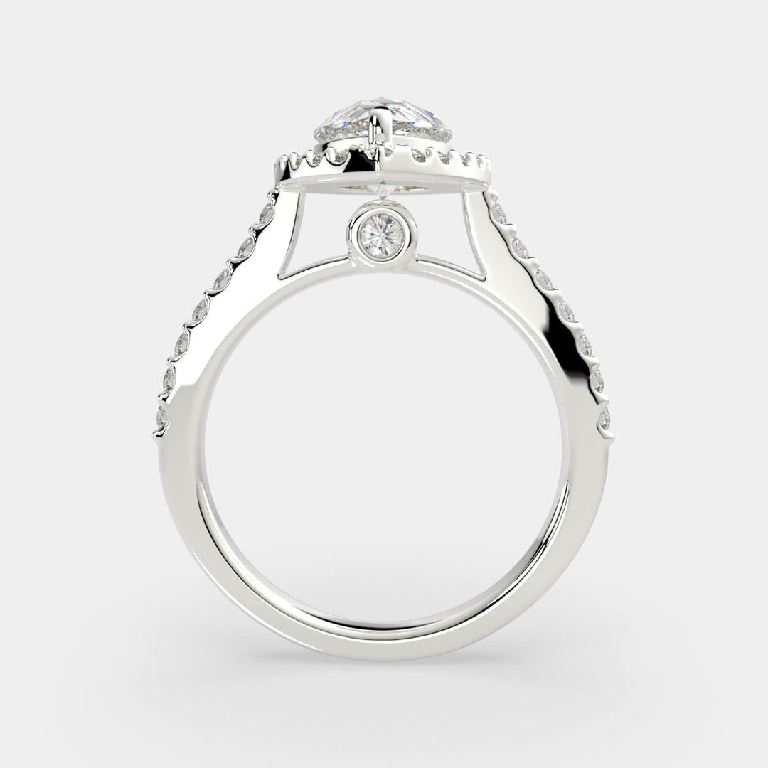 Bianca Pear Cut Halo Pave Engagement Ring Setting - Nivetta