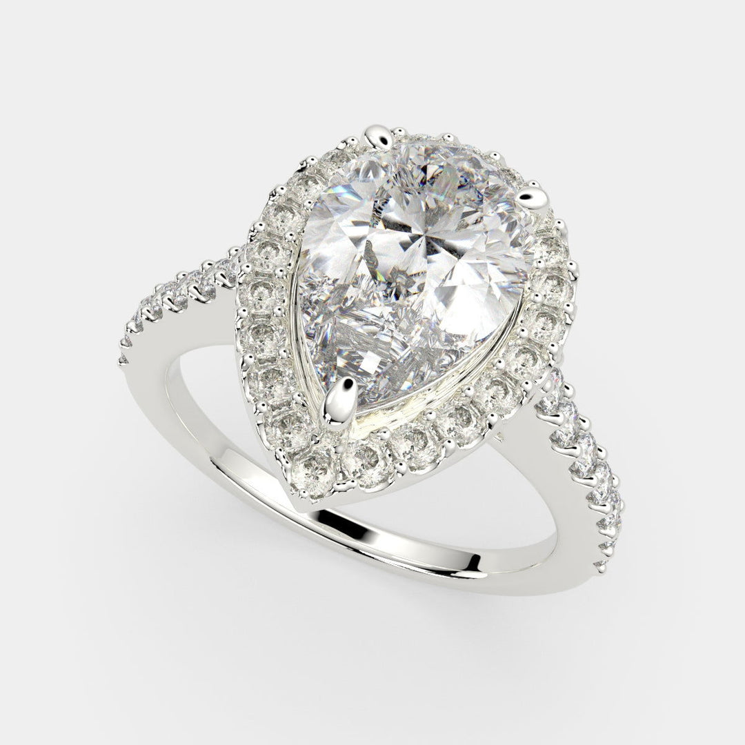 Bianca Pear Cut Halo Pave Engagement Ring Setting - Nivetta