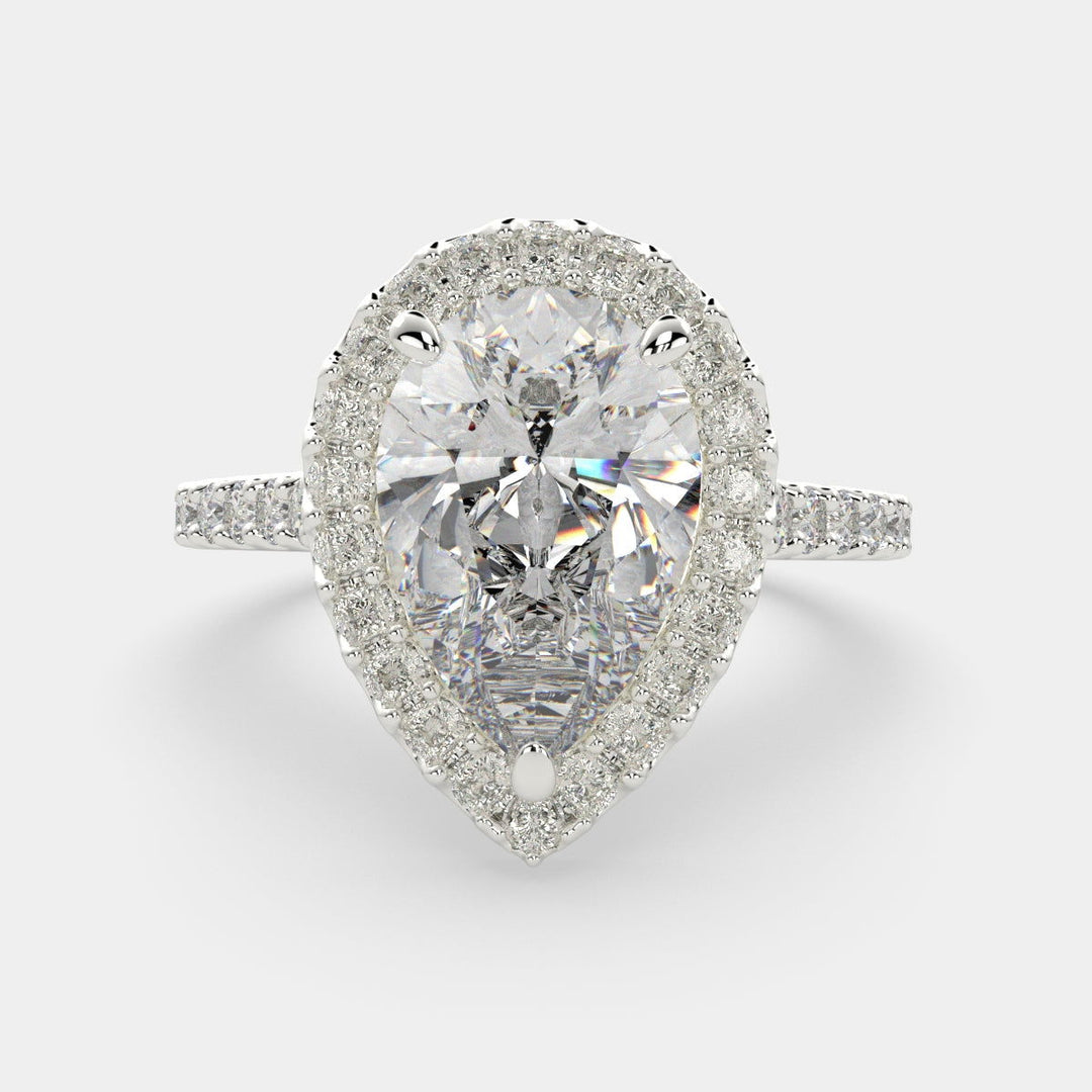 Bianca Pear Cut Halo Pave Engagement Ring Setting - Nivetta