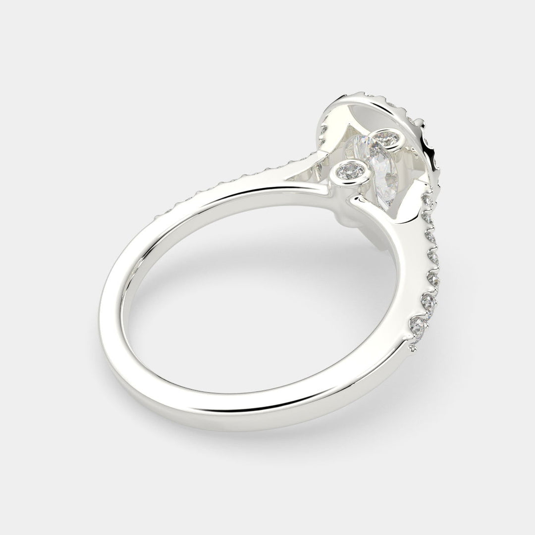 Bianca Pear Cut Halo Pave Engagement Ring Setting - Nivetta