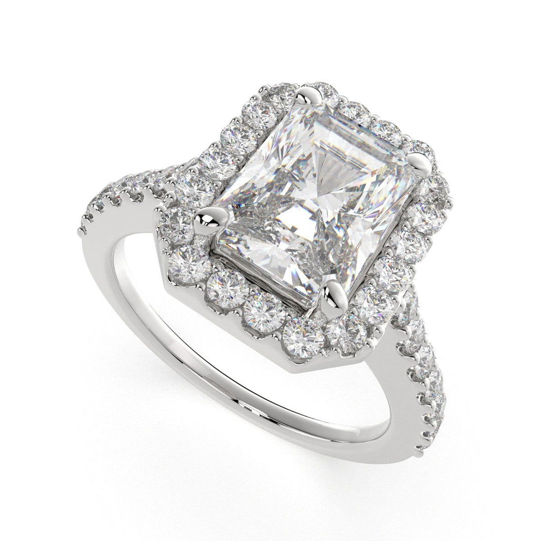 Bianca Radiant Cut Halo Pave Engagement Ring Setting - Nivetta