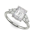 Load image into Gallery viewer, Brisa Emerald Cut Pave Cluster 4 Prong Engagement Ring Setting - Nivetta
