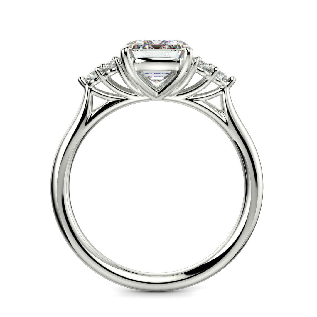 Brisa Emerald Cut Pave Cluster 4 Prong Engagement Ring Setting - Nivetta