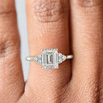 Load image into Gallery viewer, Brisa Emerald Cut Pave Cluster 4 Prong Engagement Ring Setting - Nivetta
