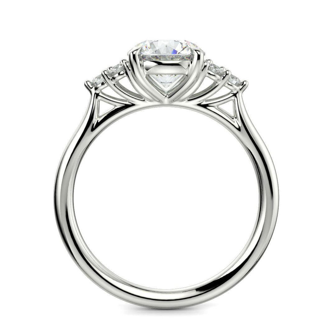 Brisa Round Cut Pave Cluster 4 Prong Engagement Ring Setting - Nivetta