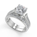 Load image into Gallery viewer, Cameron 4 Prong Pave Cushion Cut Diamond Engagement Ring - Nivetta
