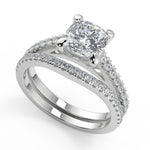 Load image into Gallery viewer, Camilla 4 Prong Cathedral Pave Cushion Cut Diamond Engagement Ring - Nivetta
