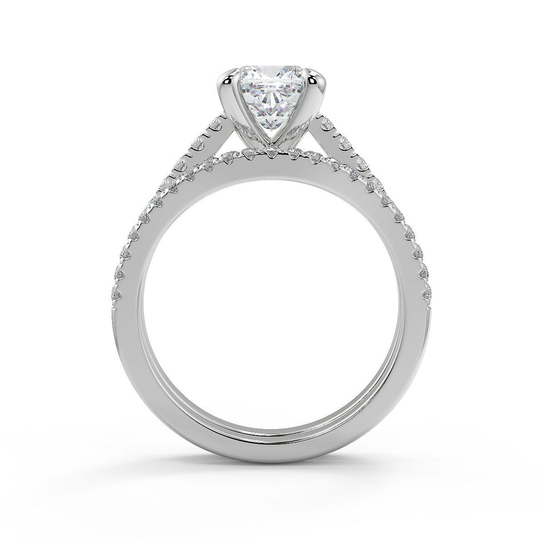 Camilla 4 Prong Cathedral Pave Cushion Cut Diamond Engagement Ring - Nivetta