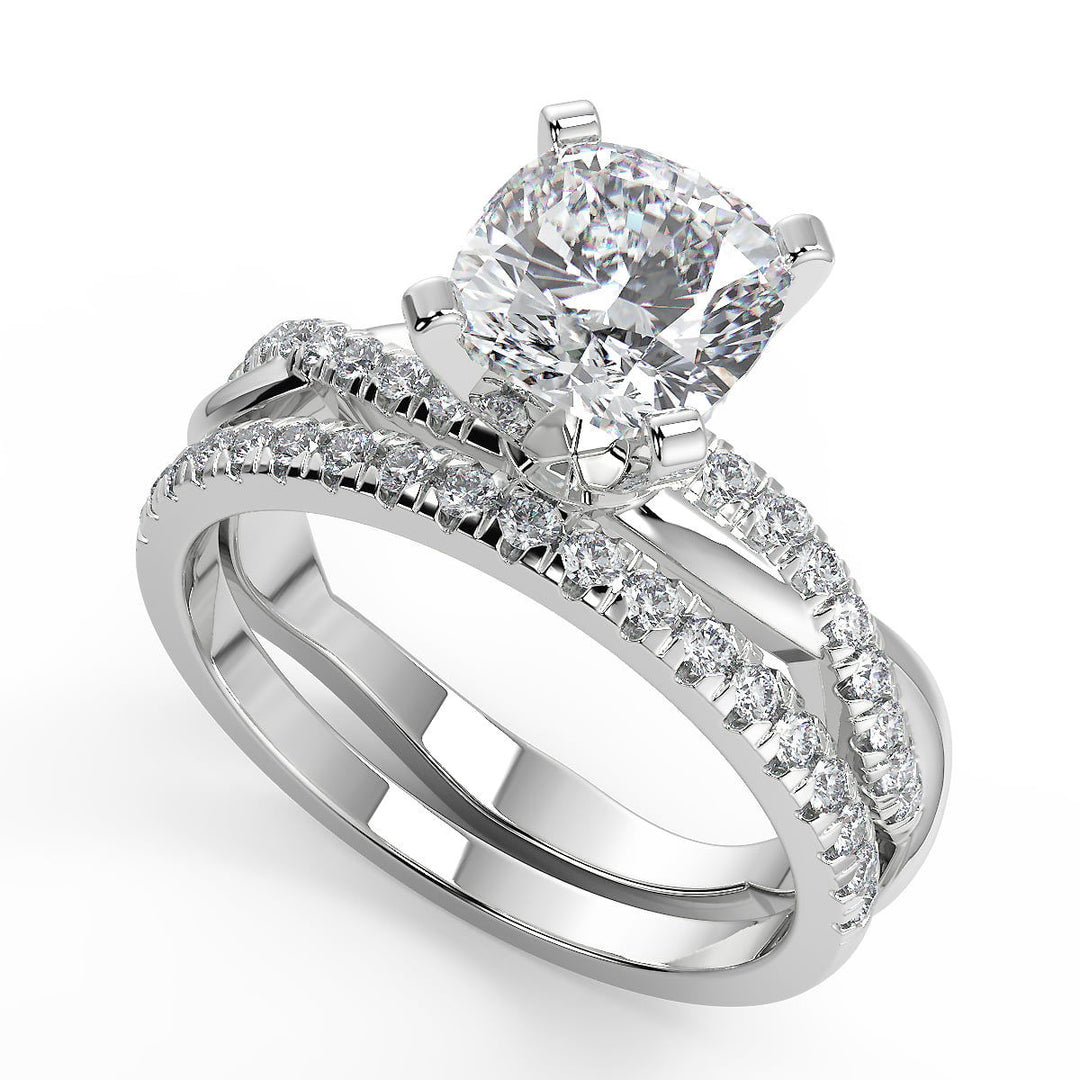 Carina Petite twist Pave Cushion Cut Diamond Engagement Ring - Nivetta