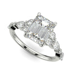 Load image into Gallery viewer, Carissa Emerald Cut Pave Shared Prong Claw Set Engagement Ring Setting - Nivetta
