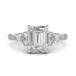 Load image into Gallery viewer, Carissa Emerald Cut Pave Shared Prong Claw Set Engagement Ring Setting - Nivetta
