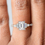 Load image into Gallery viewer, Carissa Emerald Cut Pave Shared Prong Claw Set Engagement Ring Setting - Nivetta
