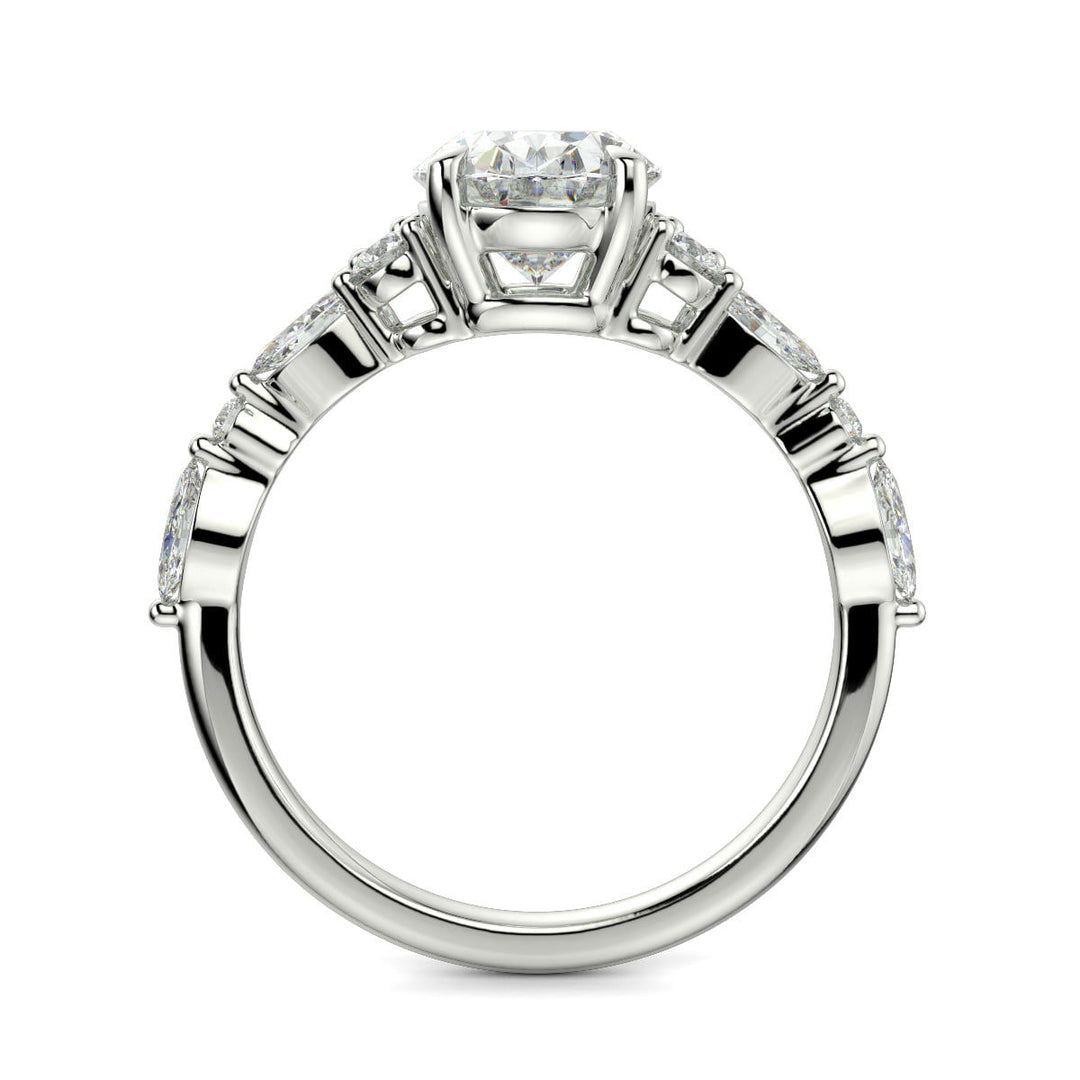 Carissa Oval Cut Pave Shared Prong Claw Set Engagement Ring Setting - Nivetta
