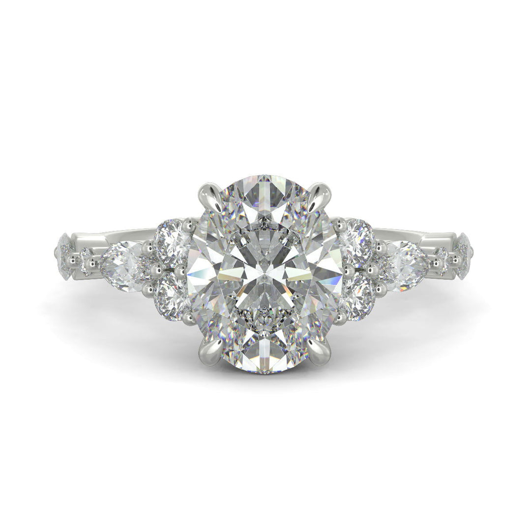 Carissa Oval Cut Pave Shared Prong Claw Set Engagement Ring Setting - Nivetta
