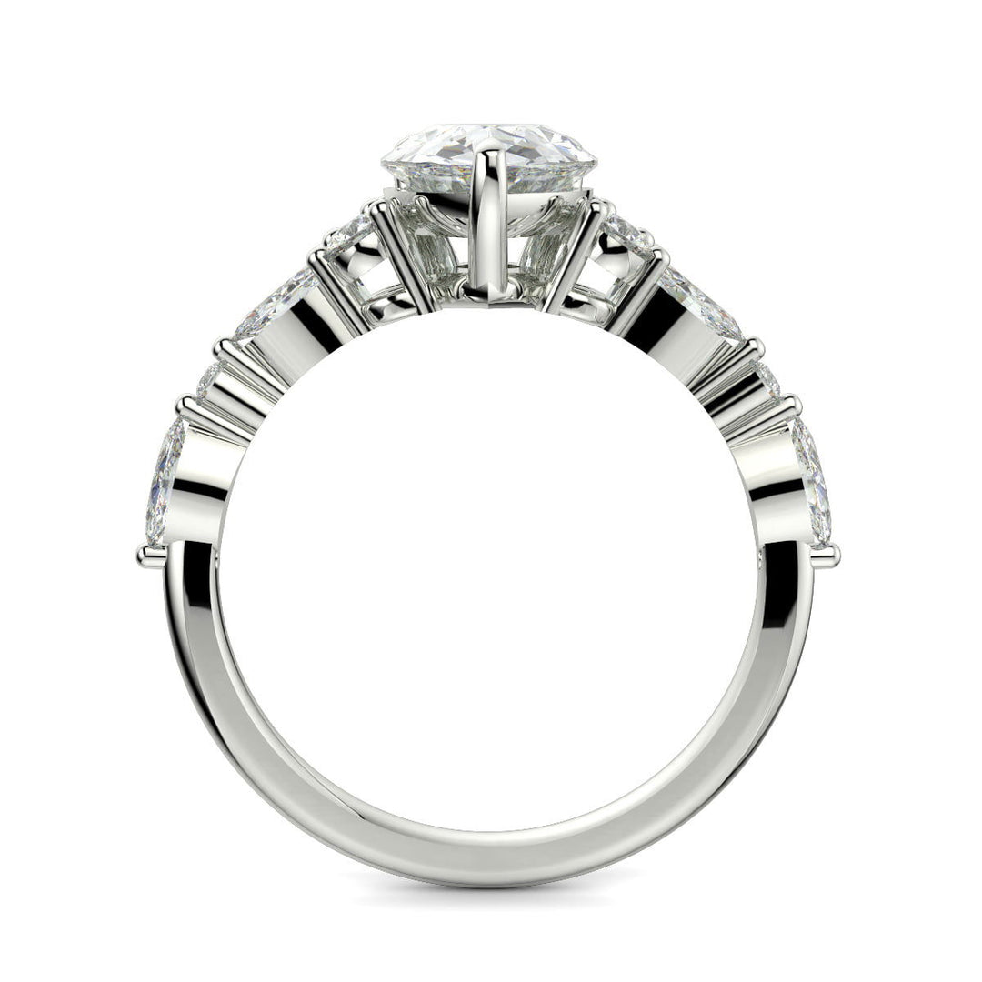 Carissa Pear Cut Pave Shared Prong Claw Set Engagement Ring Setting - Nivetta